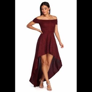 NWT PENELOPE GLITTER FORMAL HIGH LOW DRESS